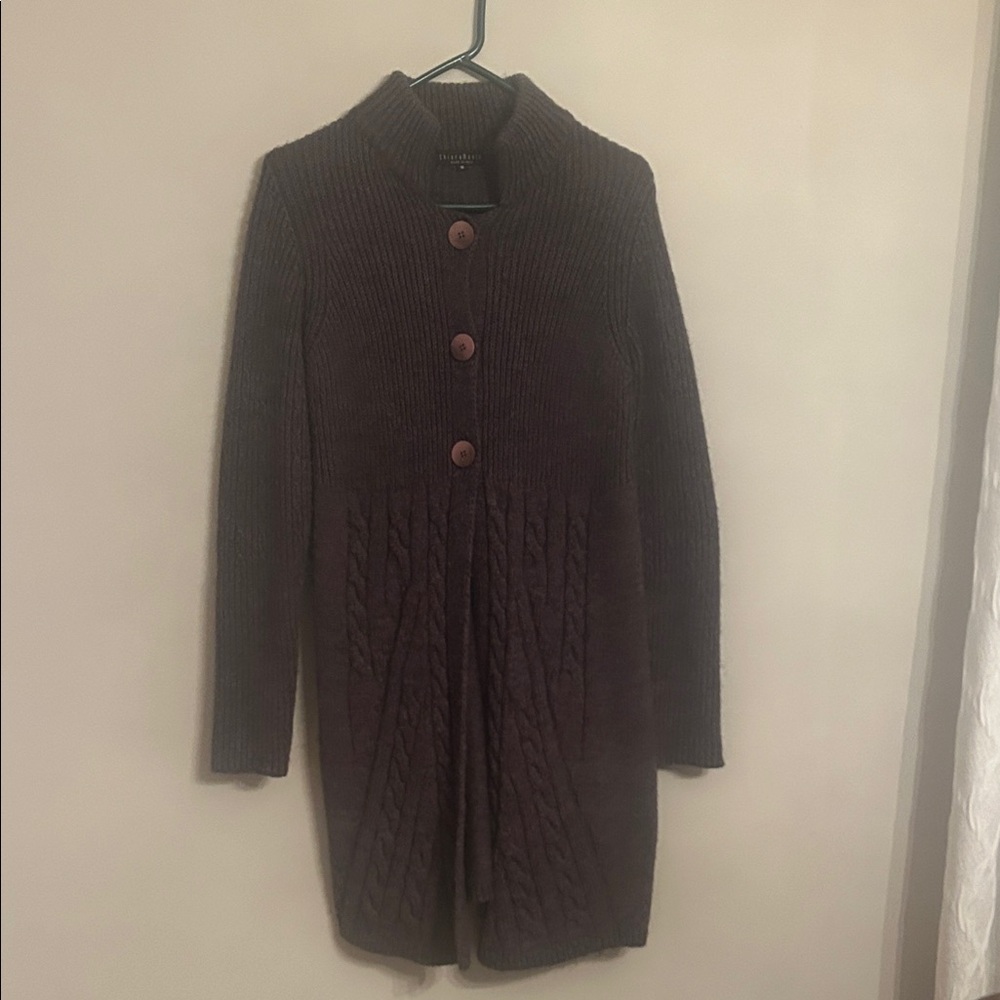 Chic Deep Eggplant colored  Cable Knit Cardigan